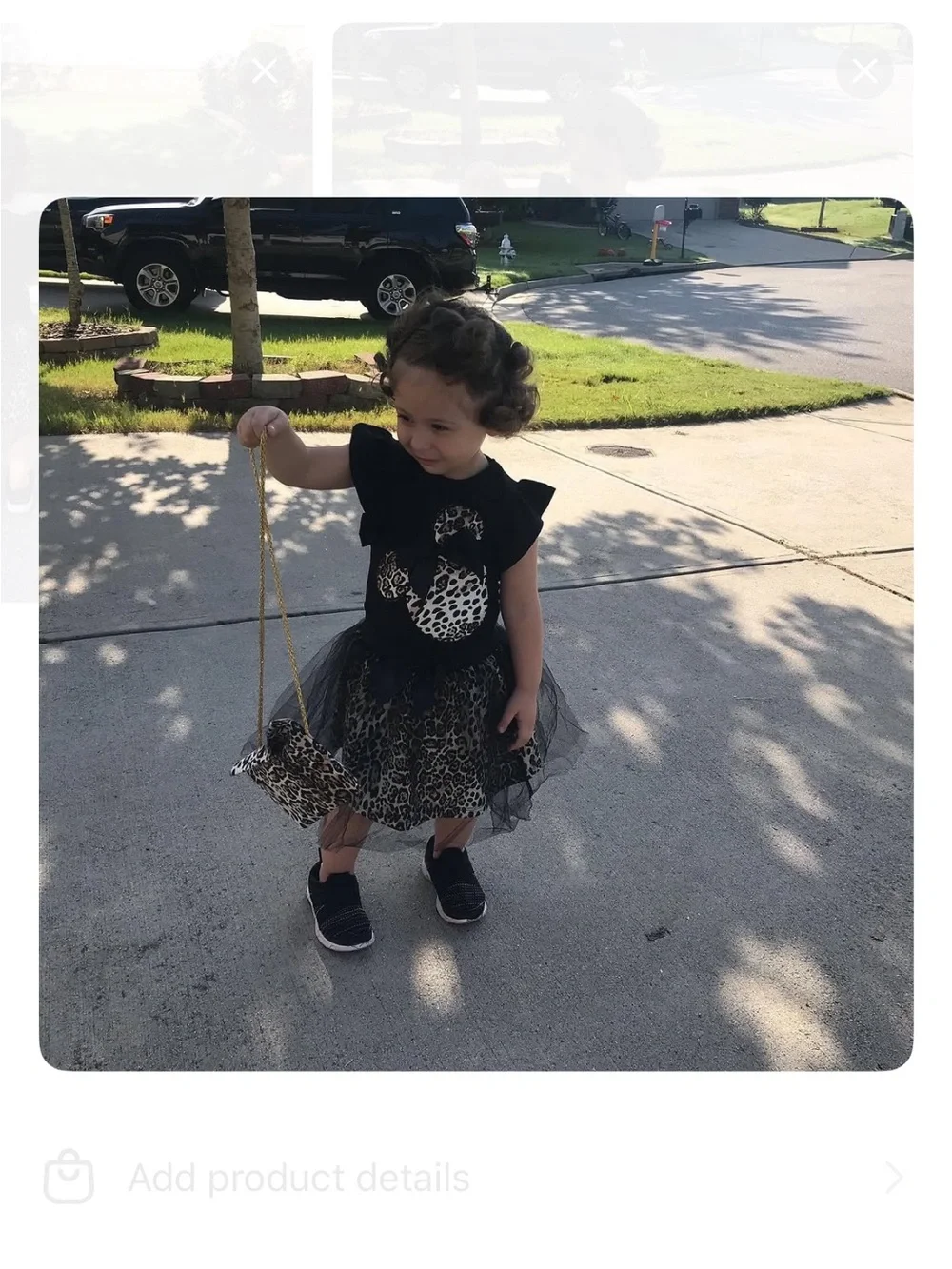Girls Black and Leopard Tulle Skirt Costume Set with Purse